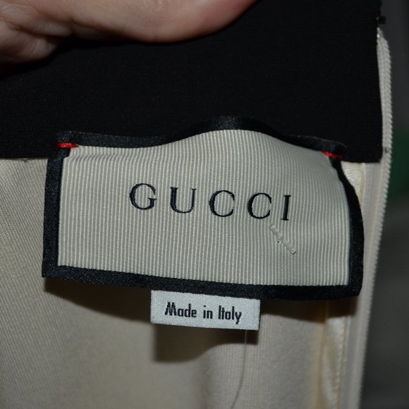 Sz S GUCCI Ivory Viscose Black Contrast Trim Shift Dress - Picture 8 of 8
